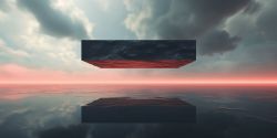 dashes - a large floating rectangle haning between the sea and clouds